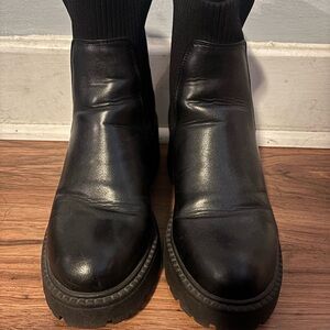 Madden Girl Black Leather Combat Boots